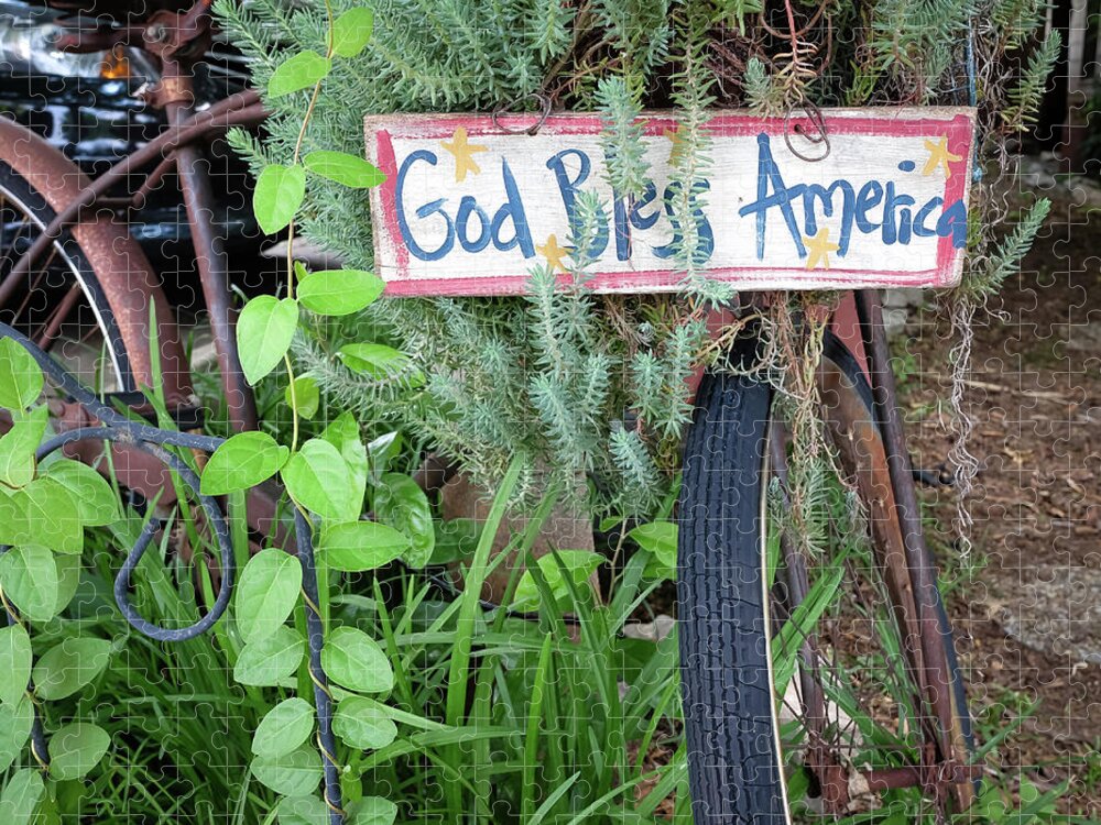 God Bless America Jigsaw Puzzle featuring the photograph God Bless America Bicycle by Robert Bellomy