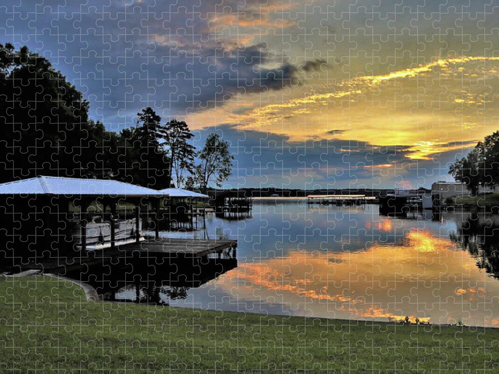 Lake Jigsaw Puzzle featuring the photograph Gold Dusted Lake Sunrise by Ed Williams