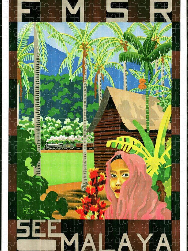 Golden Jigsaw Puzzle featuring the digital art Golden Chersonese, Malaya by Long Shot