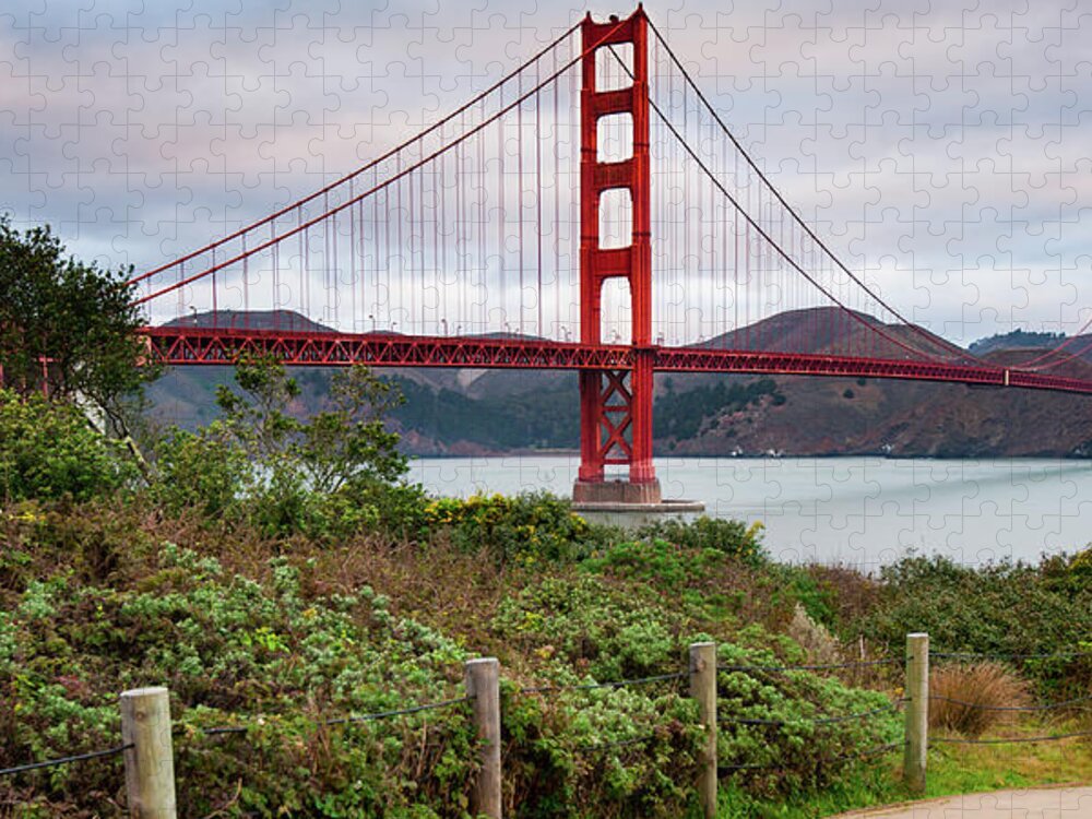 San Francisco Jigsaw Puzzle featuring the photograph Golden Gate Bridge Landscape Panorama - San Francisco California by Gregory Ballos