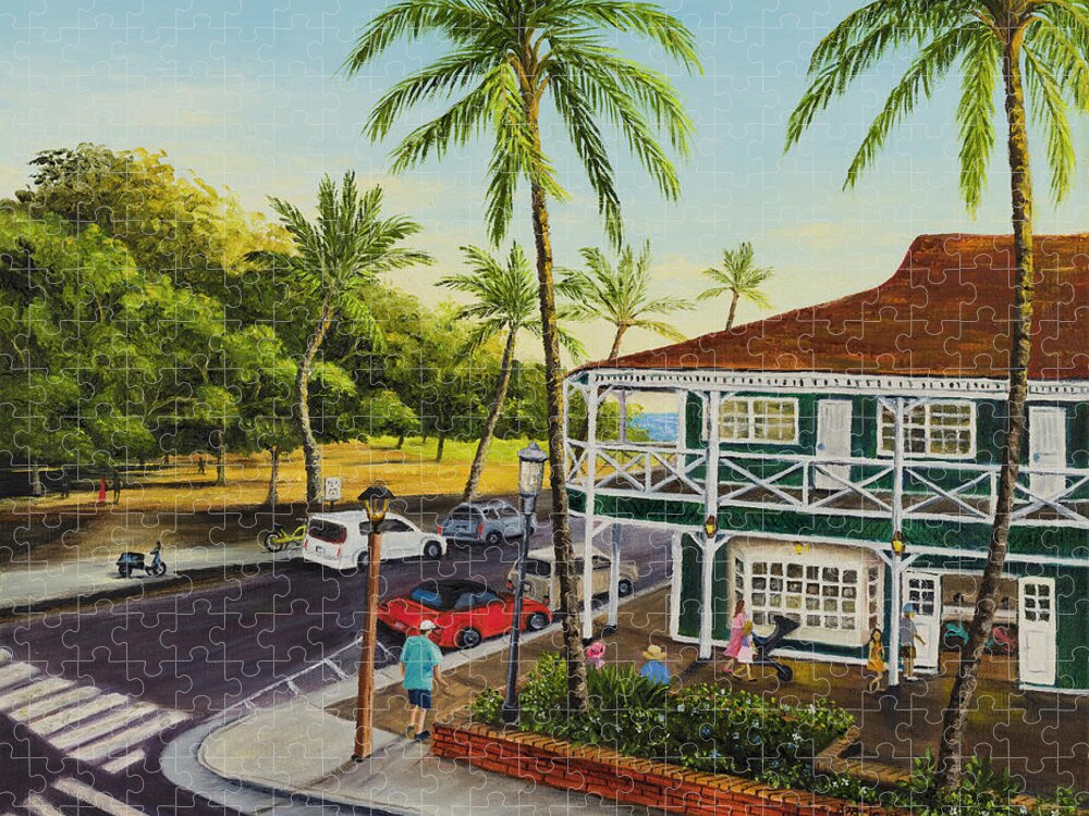 Lahaina Jigsaw Puzzle featuring the painting Golden Hour Lahaina by Darice Machel McGuire