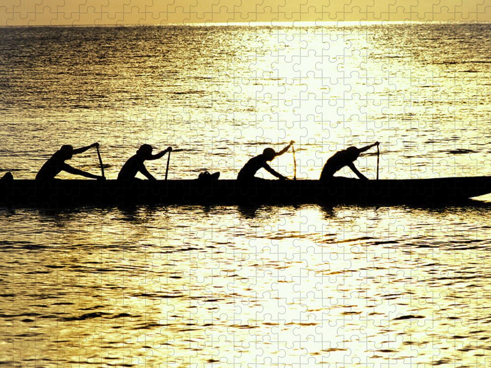 Hawaiian Jigsaw Puzzle featuring the photograph Golden Outrigger by Sean Davey