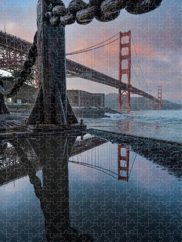 Bridge Jigsaw Puzzle featuring the photograph Golden Puddle by Steve Berkley