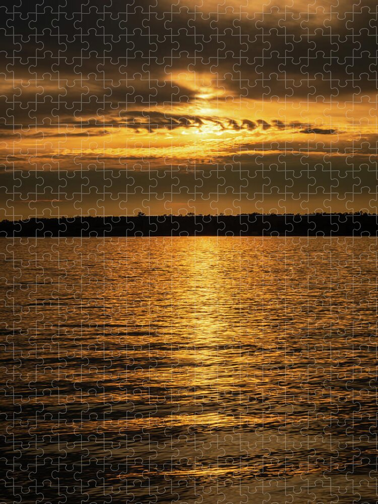 Sunset Jigsaw Puzzle featuring the photograph Golden River by Lara Morrison