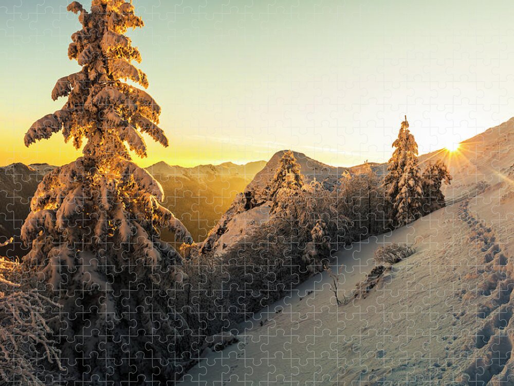 Balkan Mountains Jigsaw Puzzle featuring the photograph Golden Winter by Evgeni Dinev