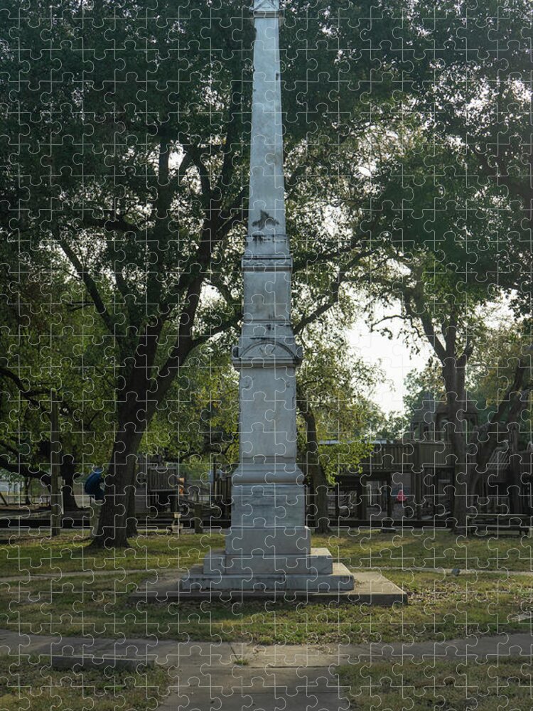 Texas Jigsaw Puzzle featuring the photograph Goliad Fannin Monument and Playground by Joshua House