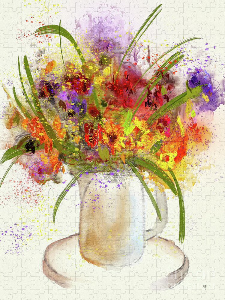 Flowers Jigsaw Puzzle featuring the digital art Goodbye Winter by Lois Bryan