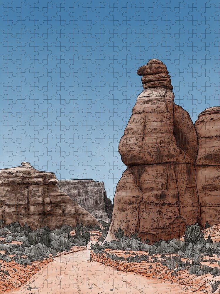 Gooney Jigsaw Puzzle featuring the digital art Gooney Bird Rock by Rick Adleman