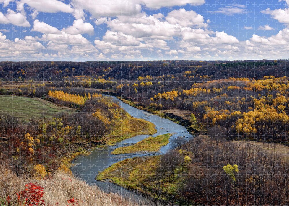 Nd Jigsaw Puzzle featuring the photograph Gorgeous Pembina Gorge ND at Tetrault Forest Lookout by Peter Herman