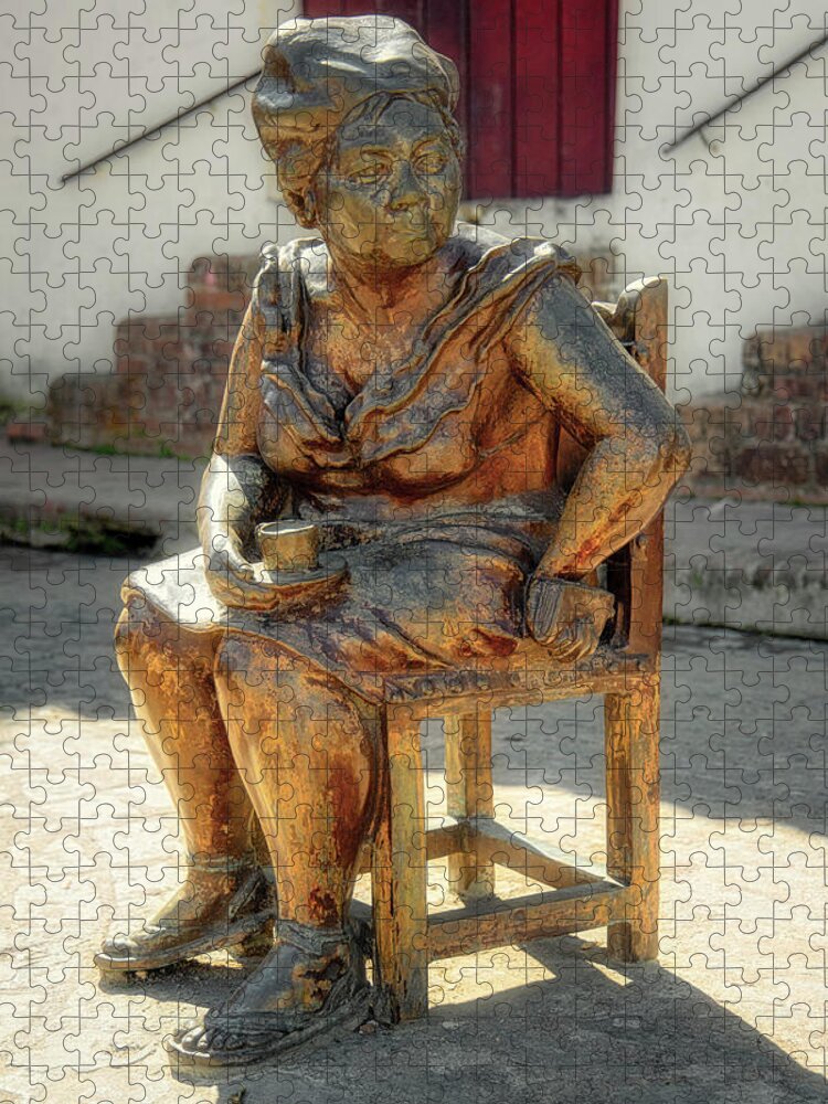Camaguey Jigsaw Puzzle featuring the photograph Gossiping woman 1 by Martha J. Perez by Micah Offman