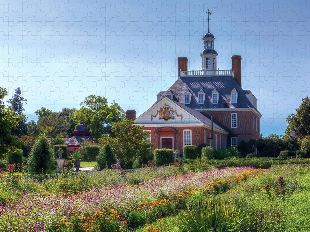 Virginia Jigsaw Puzzle featuring the photograph Governor's Palace Gardens - Colonial Williamsburg by Susan Rissi Tregoning