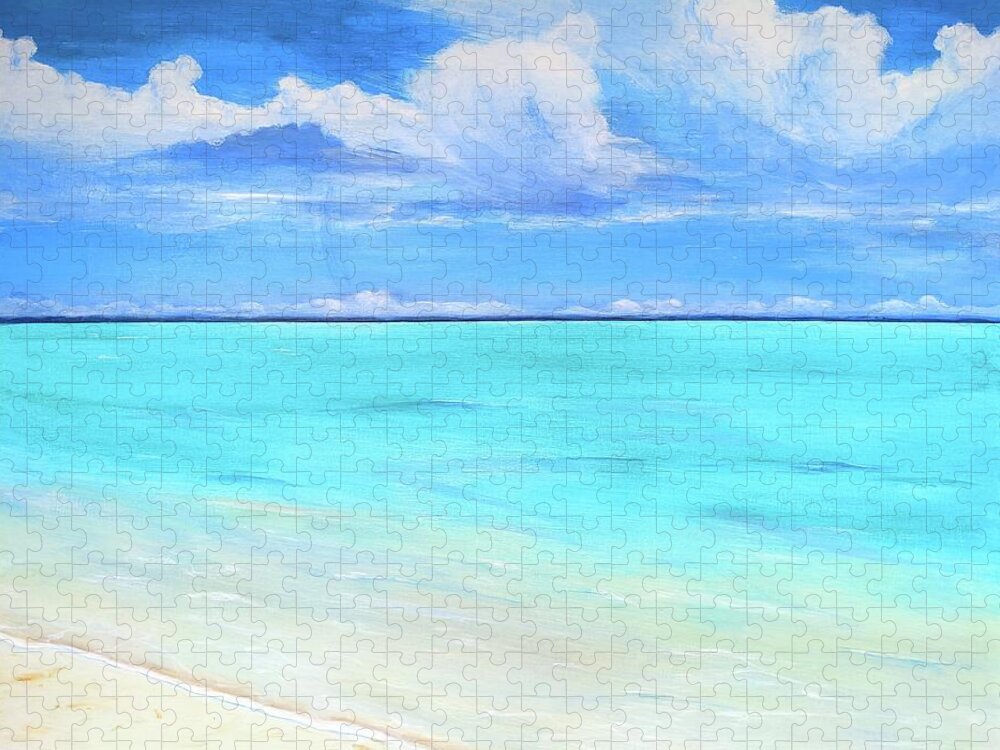 Ocean Jigsaw Puzzle featuring the painting Grace Bay Colors by Carlin Blahnik CarlinArtWatercolor