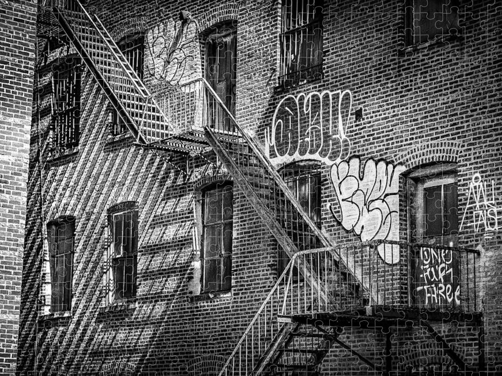 Graffiti Jigsaw Puzzle featuring the photograph Graffiti and Fire Escapes by Penny Polakoff