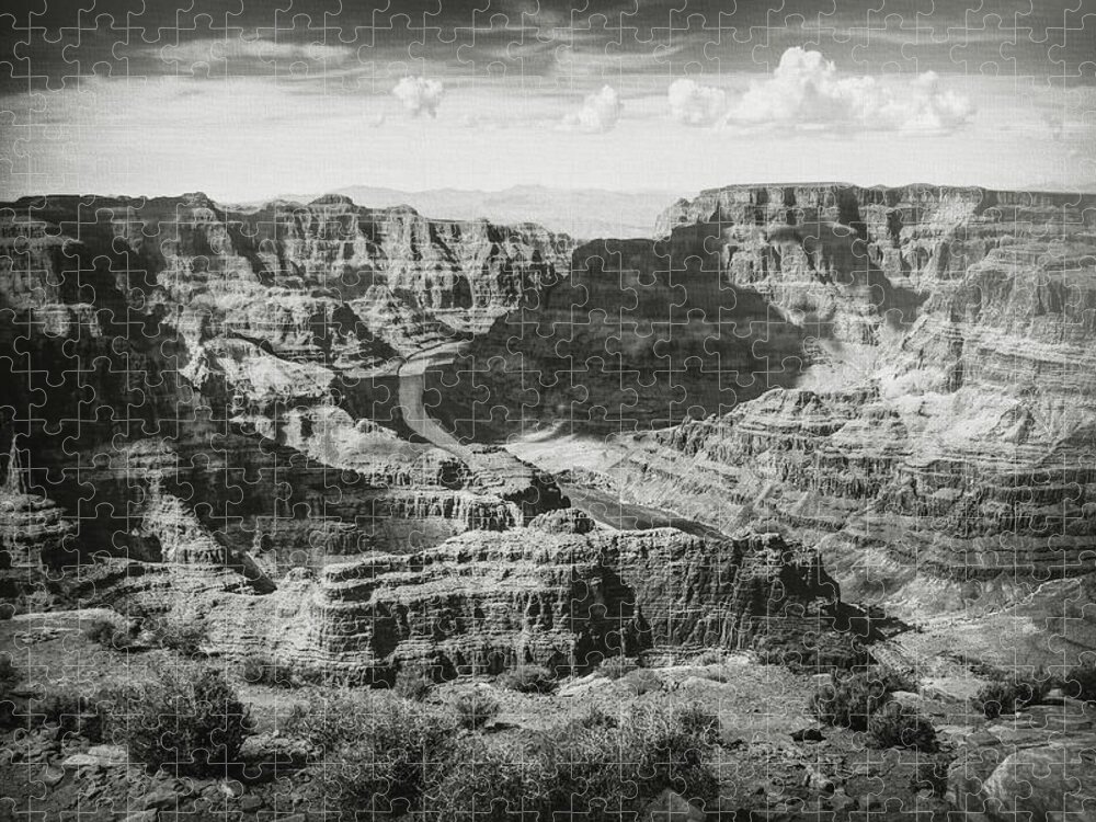 Grand Canyon Jigsaw Puzzle featuring the photograph Grand Canyon Arizona Black and White by Carol Japp