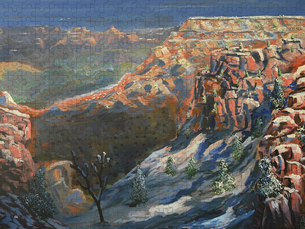 Grand Canyon Jigsaw Puzzle featuring the painting Grand Canyon Winter by Chance Kafka