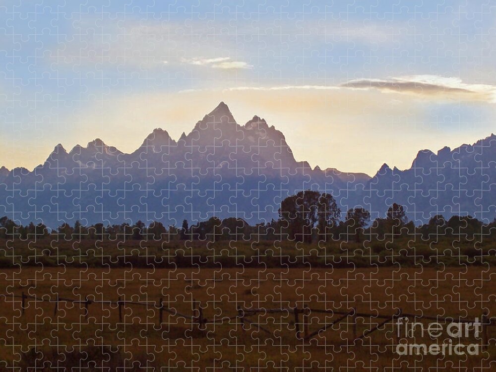 Tetons Jigsaw Puzzle featuring the photograph Grand Tetons at Sunset by Doug Gist