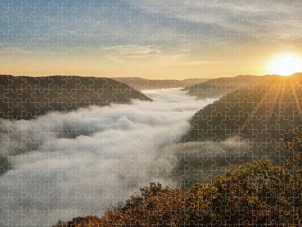 Grand View Jigsaw Puzzle featuring the photograph Grand View or Grandview in New River Gorge by Steven Heap