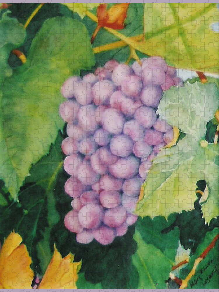 Grapes Jigsaw Puzzle featuring the painting Grapes by Mary Ellen Mueller Legault