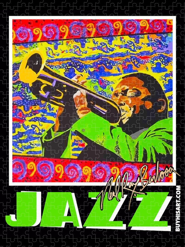 Jazz Jigsaw Puzzle featuring the digital art Green Jazz Machine by Neal Barbosa