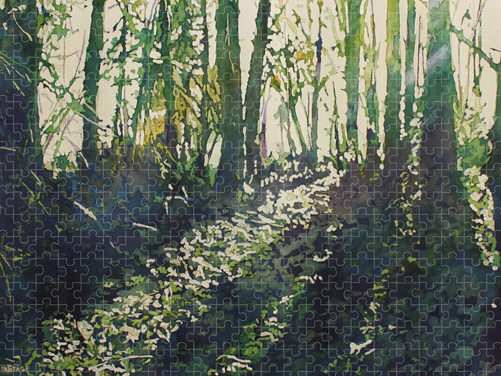 Forest Jigsaw Puzzle featuring the painting Green Light by Jenny Armitage