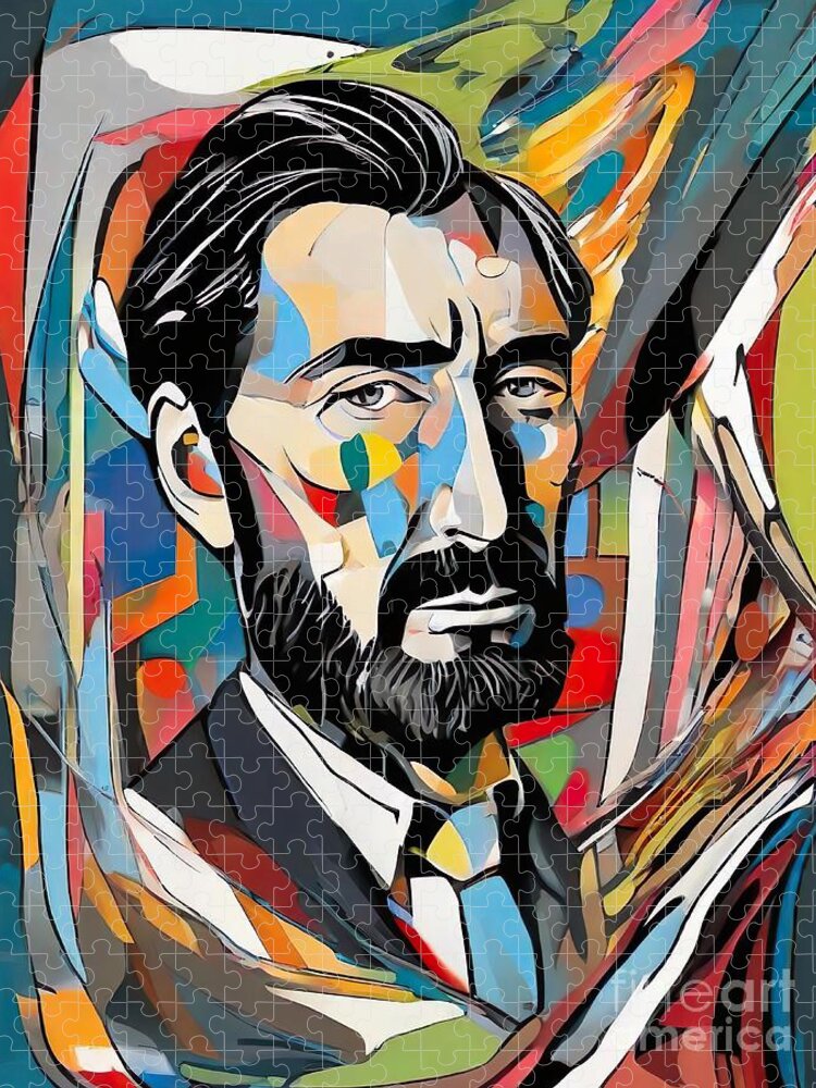 Gregory Peck Jigsaw Puzzle featuring the digital art Gregory Peck abstract by Movie World Posters
