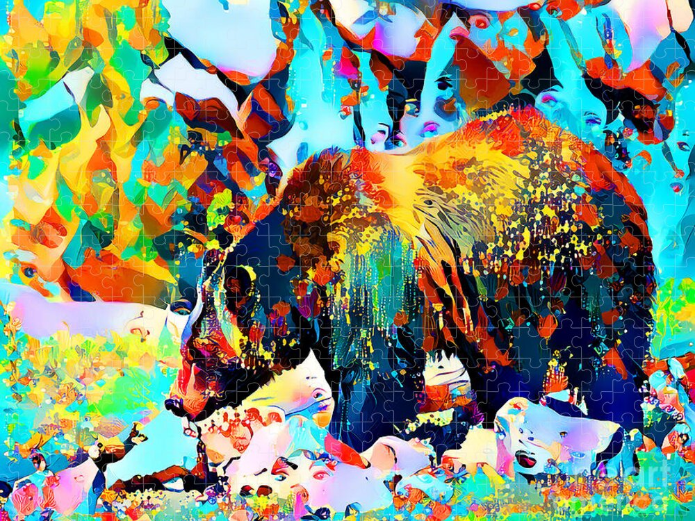 Wingsdomain Jigsaw Puzzle featuring the photograph Grizzly Bear in Vibrant Colors 20210727 by Wingsdomain Art and Photography