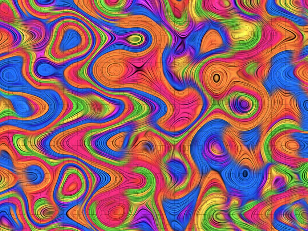 Abstract Jigsaw Puzzle featuring the digital art Groovy Abstract Pattern by Ronald Mills