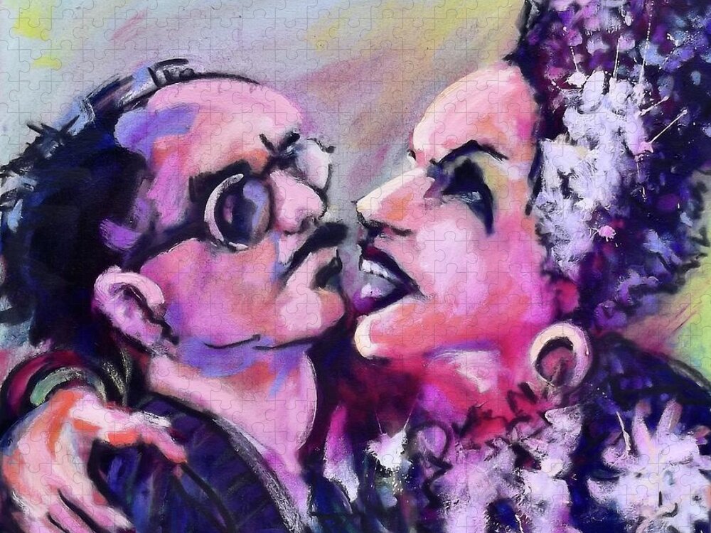 Painting Jigsaw Puzzle featuring the painting Groucho and Carmen by Les Leffingwell