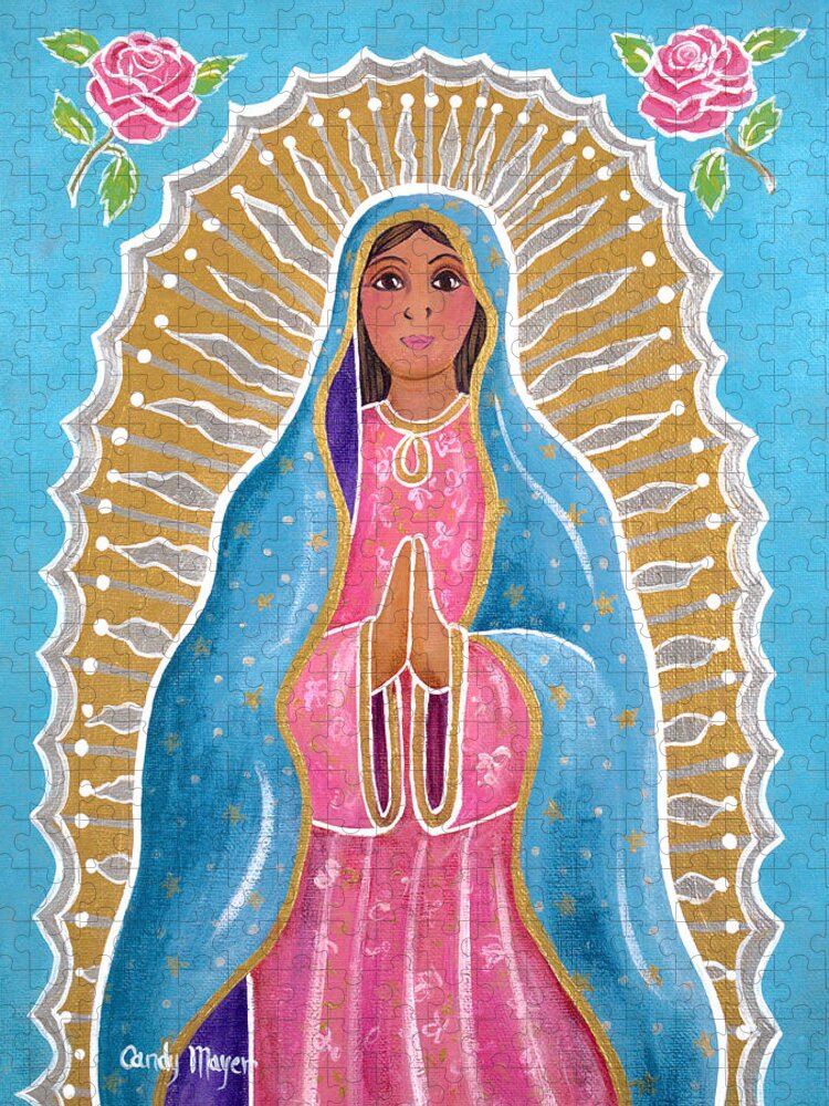 Guadalupe Jigsaw Puzzle featuring the painting Guadalupe of the Light by Candy Mayer