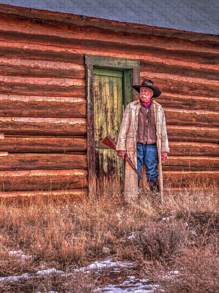 Cowboy Jigsaw Puzzle featuring the photograph Guarding the Homestead by Laura Hedien