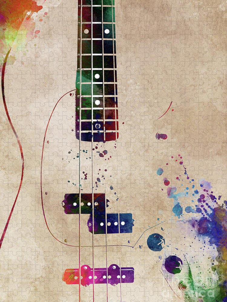 Guitar Jigsaw Puzzle featuring the ceramic art Guitar art 11 #guitar #music by Justyna Jaszke JBJart