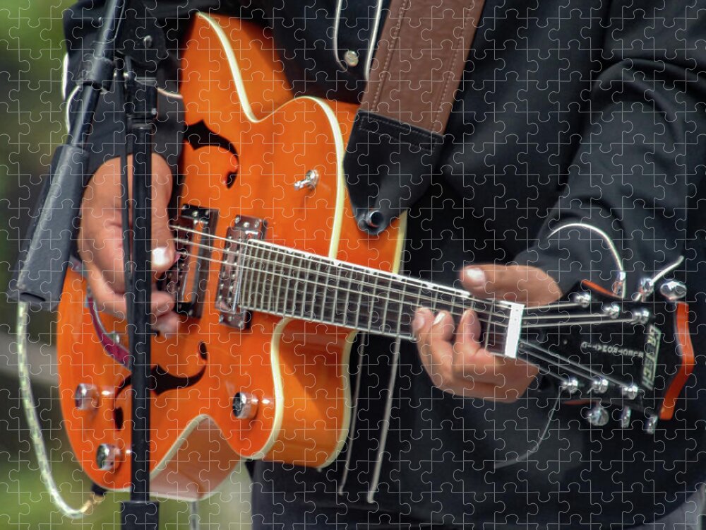 Guitar Jigsaw Puzzle featuring the photograph Guitar Close Up by Bonnie Colgan