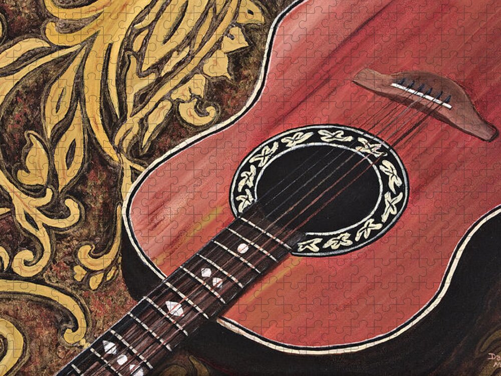 Guitar Jigsaw Puzzle featuring the painting Guitar Hawaiian Style by Darice Machel McGuire