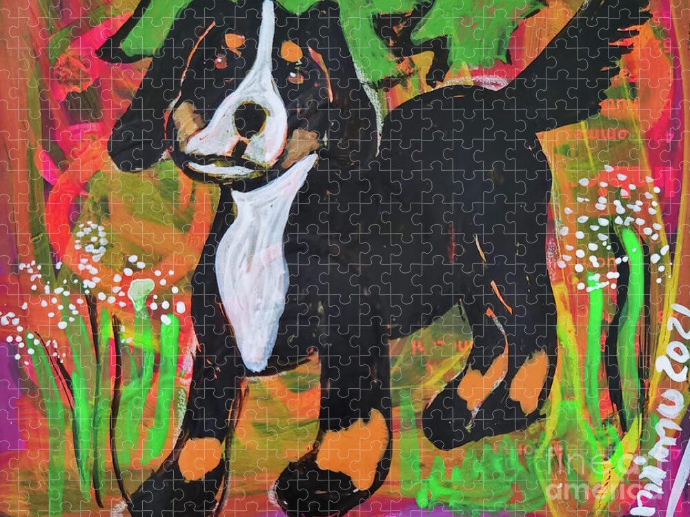 Dog Jigsaw Puzzle featuring the painting Guter Barry - Good Barry by Mimulux Patricia No