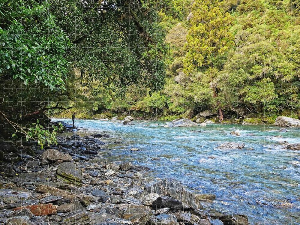 New Zealand Jigsaw Puzzle featuring the photograph Haast River, South Island, New Zealand by Steven Ralser