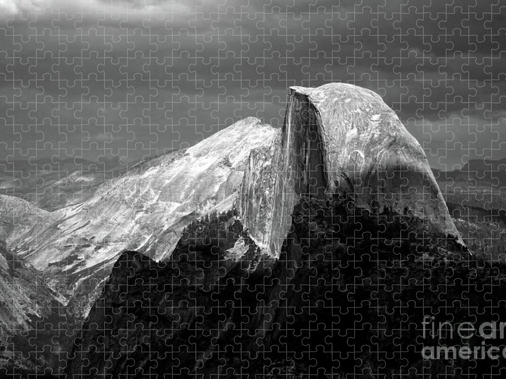 Yosemite Jigsaw Puzzle featuring the photograph Half Dome Yosemite Award Winner BW by Chuck Kuhn