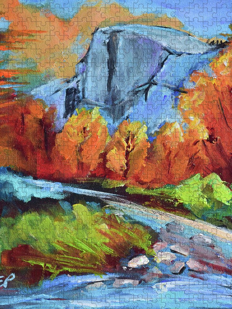Half Dome Jigsaw Puzzle featuring the painting Half Dome - Yosemite by Elise Palmigiani