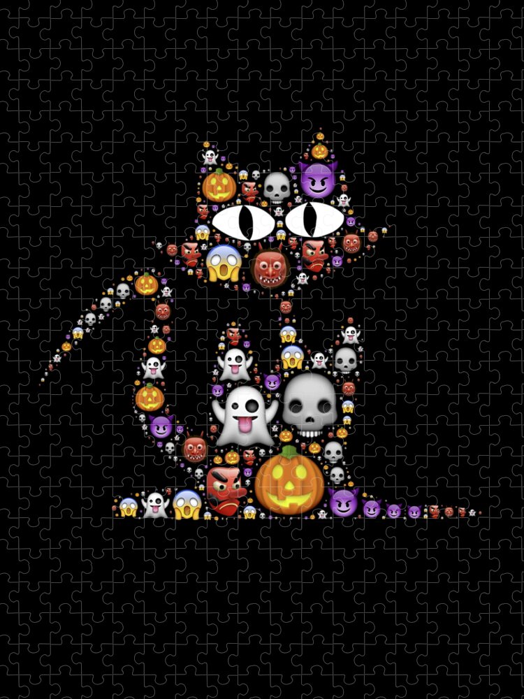Funny Jigsaw Puzzle featuring the digital art Halloween Cat by Flippin Sweet Gear