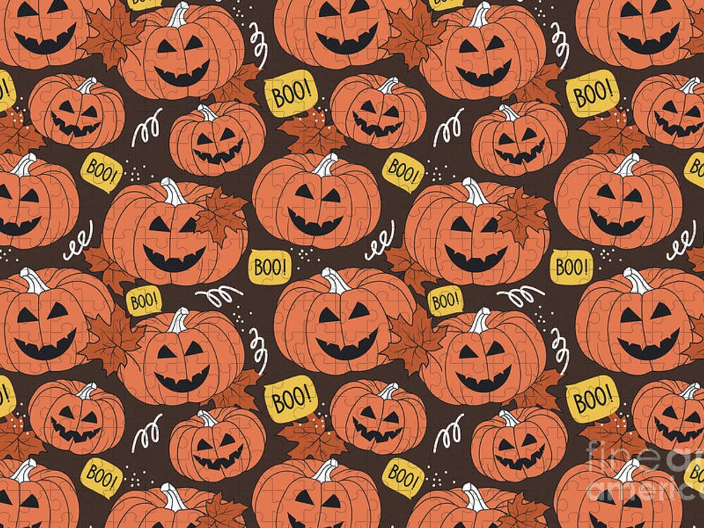 Halloween Pumpkin Boo - Jack o Lantern Pattern - Fall / Autumn Jigsaw  Puzzle by PIPA Fine Art - Simply Solid - Pixels