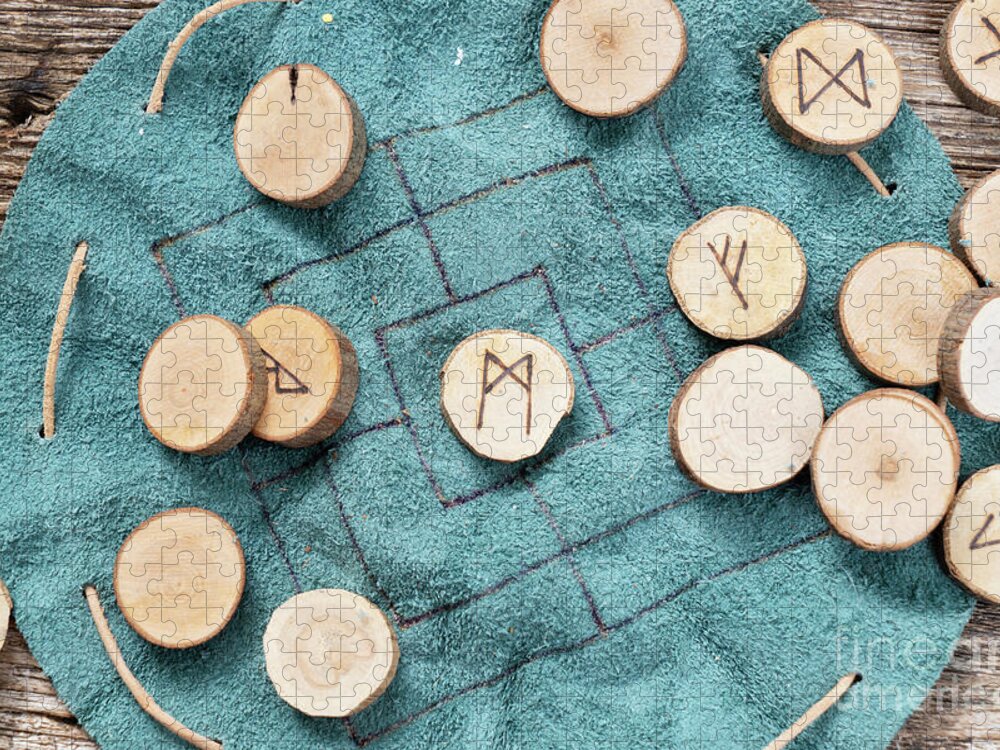 Runes Jigsaw Puzzle featuring the photograph Handmade runes for fortunetelling by Anastasy Yarmolovich