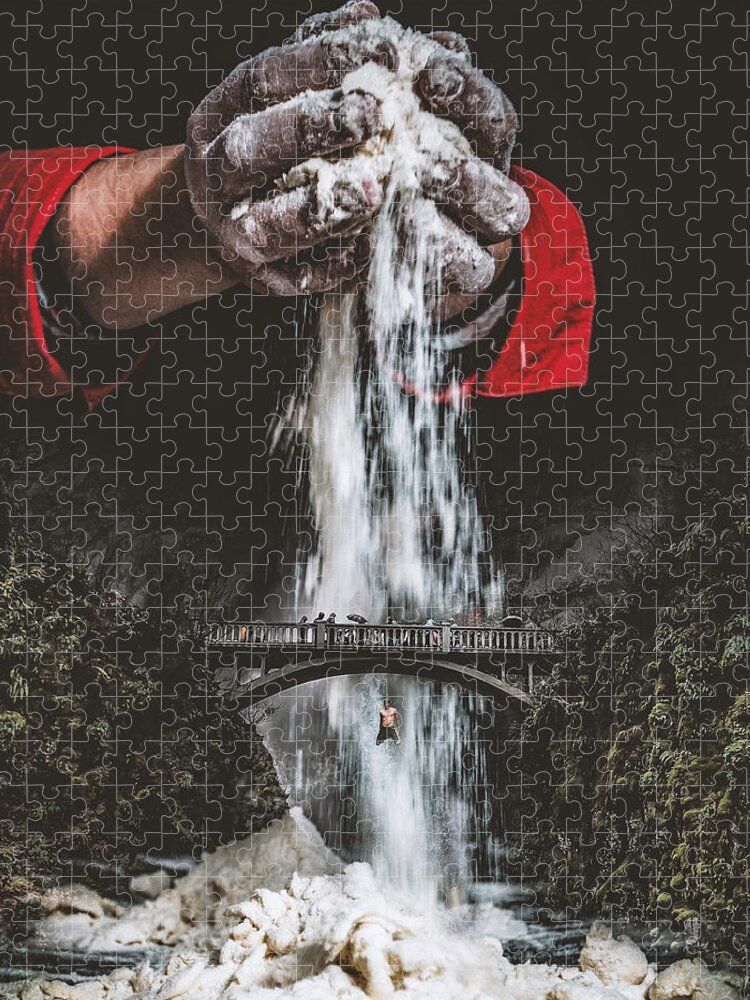 Handmade Jigsaw Puzzle featuring the digital art Handmade Waterfall by Swissgo4design