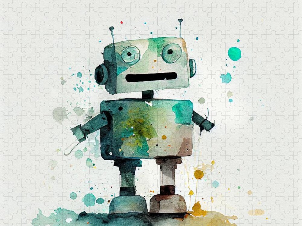 Happy Jigsaw Puzzle featuring the digital art Happy Bot by Joshua Barrios