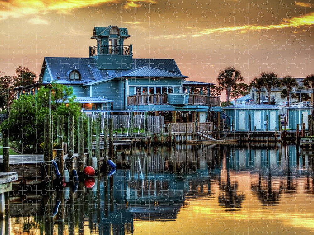 Gulfcoast Jigsaw Puzzle featuring the photograph Happy Harbor Blue House by Michael Thomas