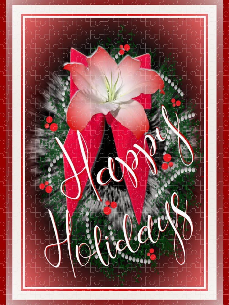 Holiday Jigsaw Puzzle featuring the digital art Happy Holidays Card by Delynn Addams
