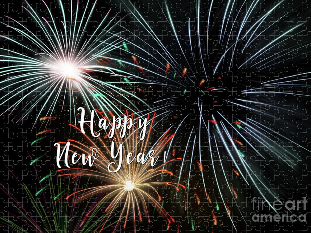 Party Jigsaw Puzzle featuring the digital art Happy New Year by Amy Dundon