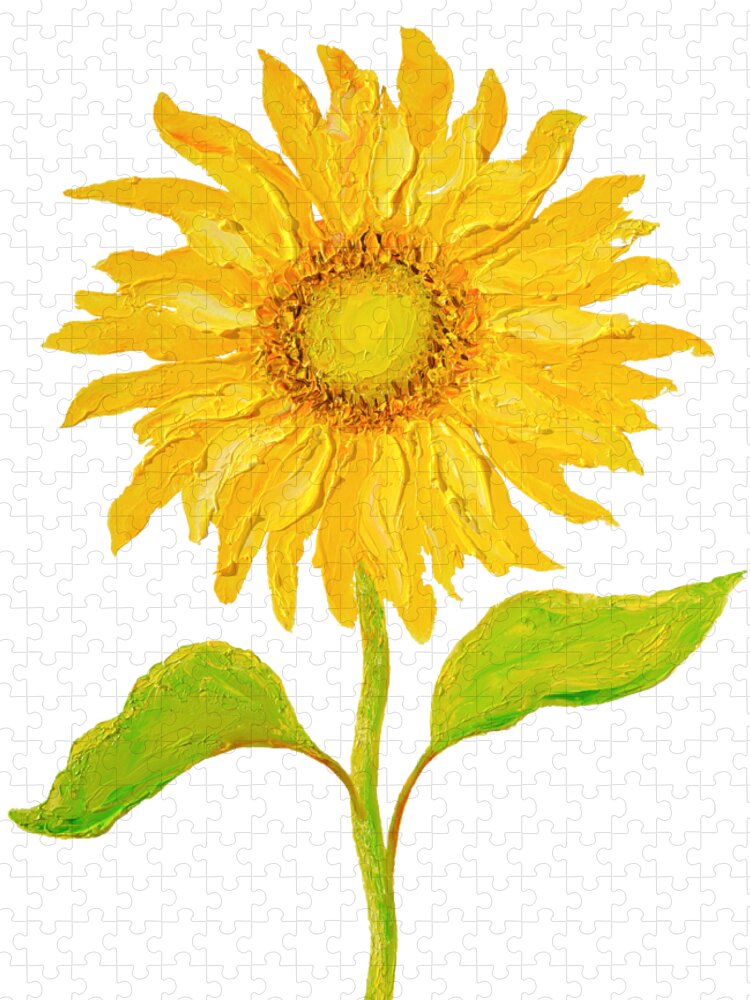 Sunflower Jigsaw Puzzle featuring the painting Happy Sunflower by Jan Matson