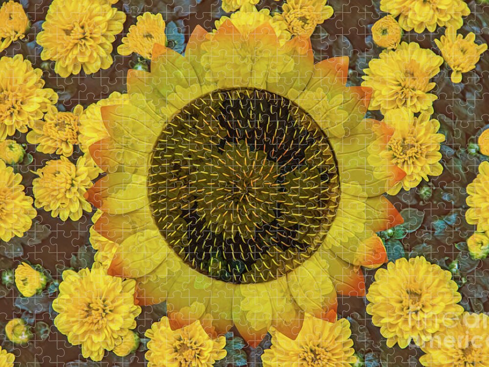 Season Jigsaw Puzzle featuring the digital art Happy Sunflower by Susan Vineyard