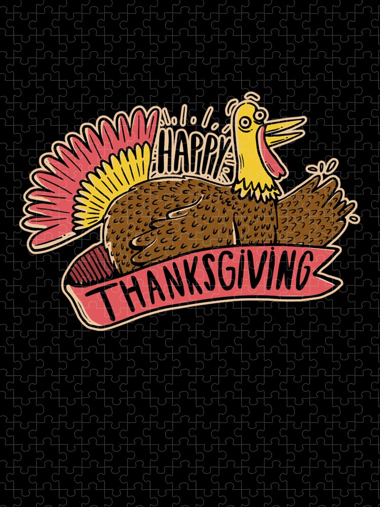 Thanksgiving 2023 Jigsaw Puzzle featuring the digital art Happy Thanksgiving by Flippin Sweet Gear