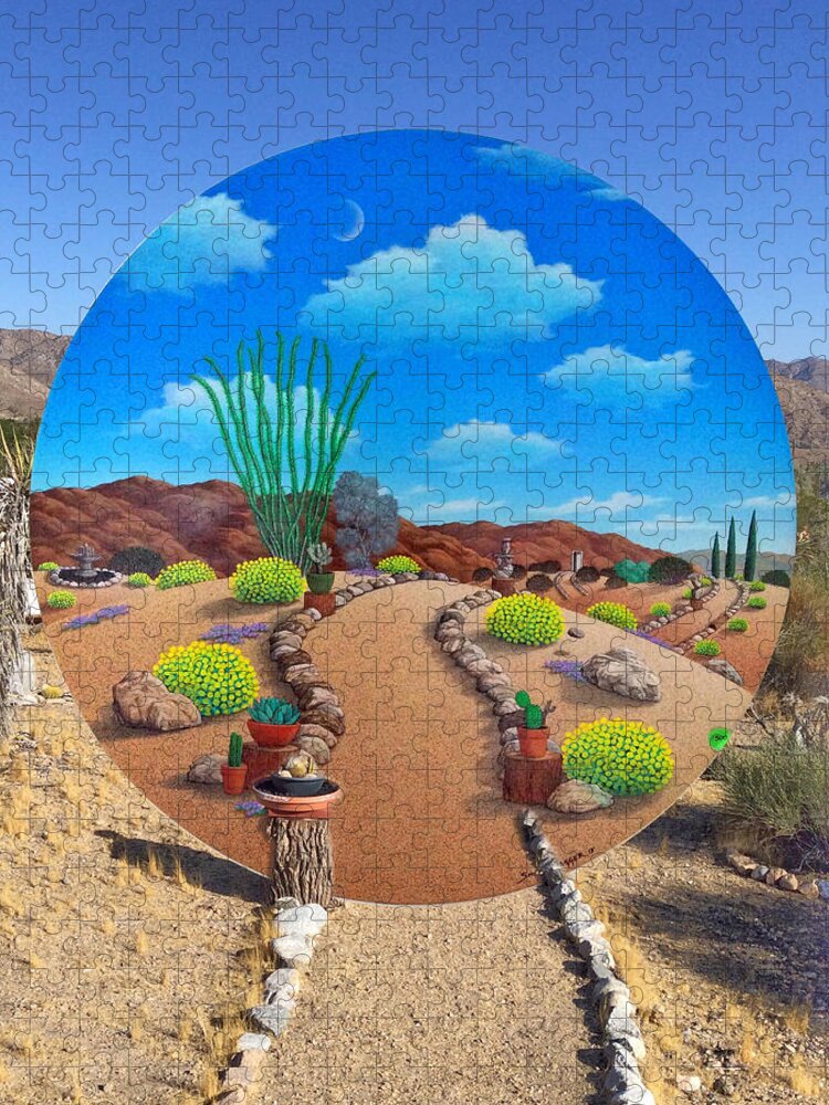Desert Jigsaw Puzzle featuring the mixed media Happy Trails by Snake Jagger