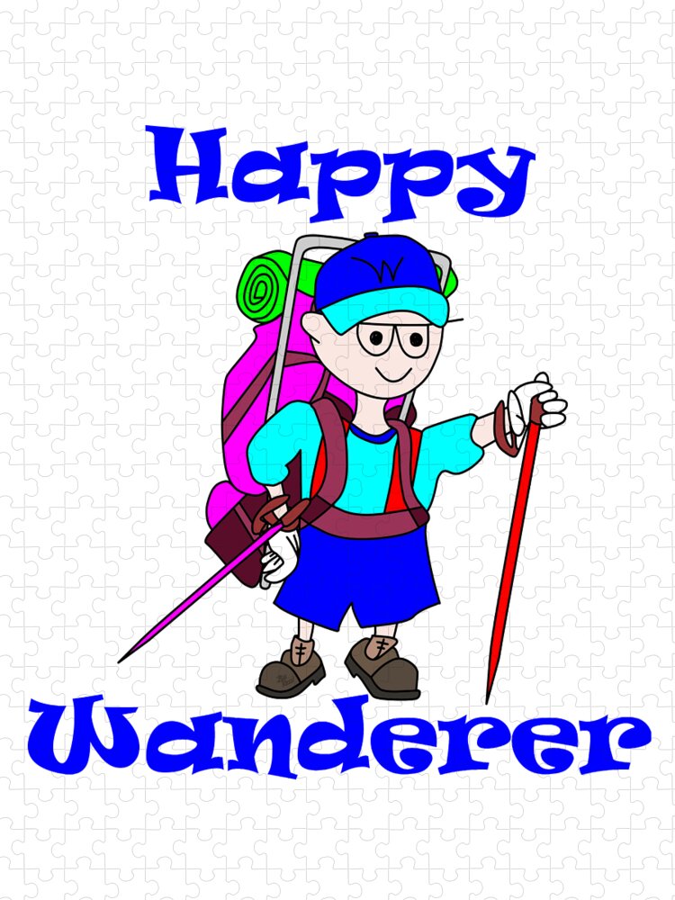 Happiness Jigsaw Puzzle featuring the digital art Happy Wanderer - Toon Land by Bill Ressl